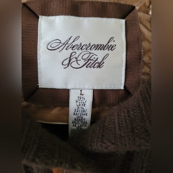Abercrombie & Fitch Chocolate Cable Knit Cardigan Wool Blend L(Juniors) Small(W) - Picture 12 of 16